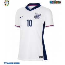 Camisa de Futebol Inglaterra Jude Bellingham #10 Equipamento Principal Mulheres Europeu 2024 Manga Curta